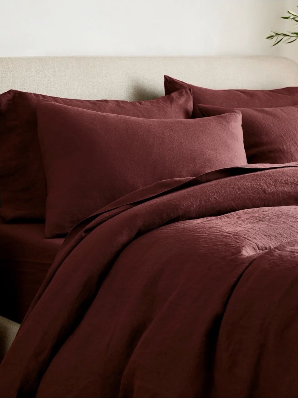 Burgundy European Linen Full/Queen Duvet - Retail $164 - Picture 4 of 9